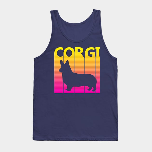 Funny Corgi Dog Retro 1980s Gift Tank Top by GWENT